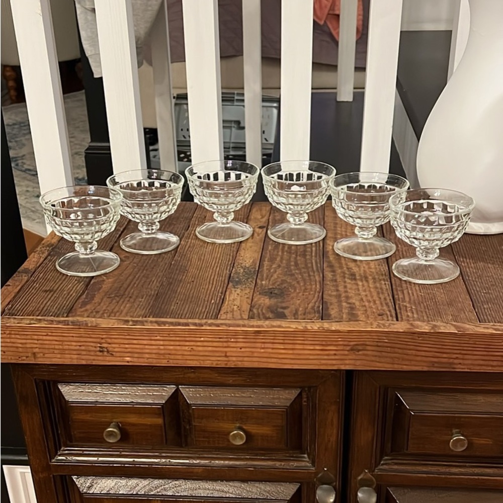 Set of 6 Vintage Clear Glass Dessert Cups